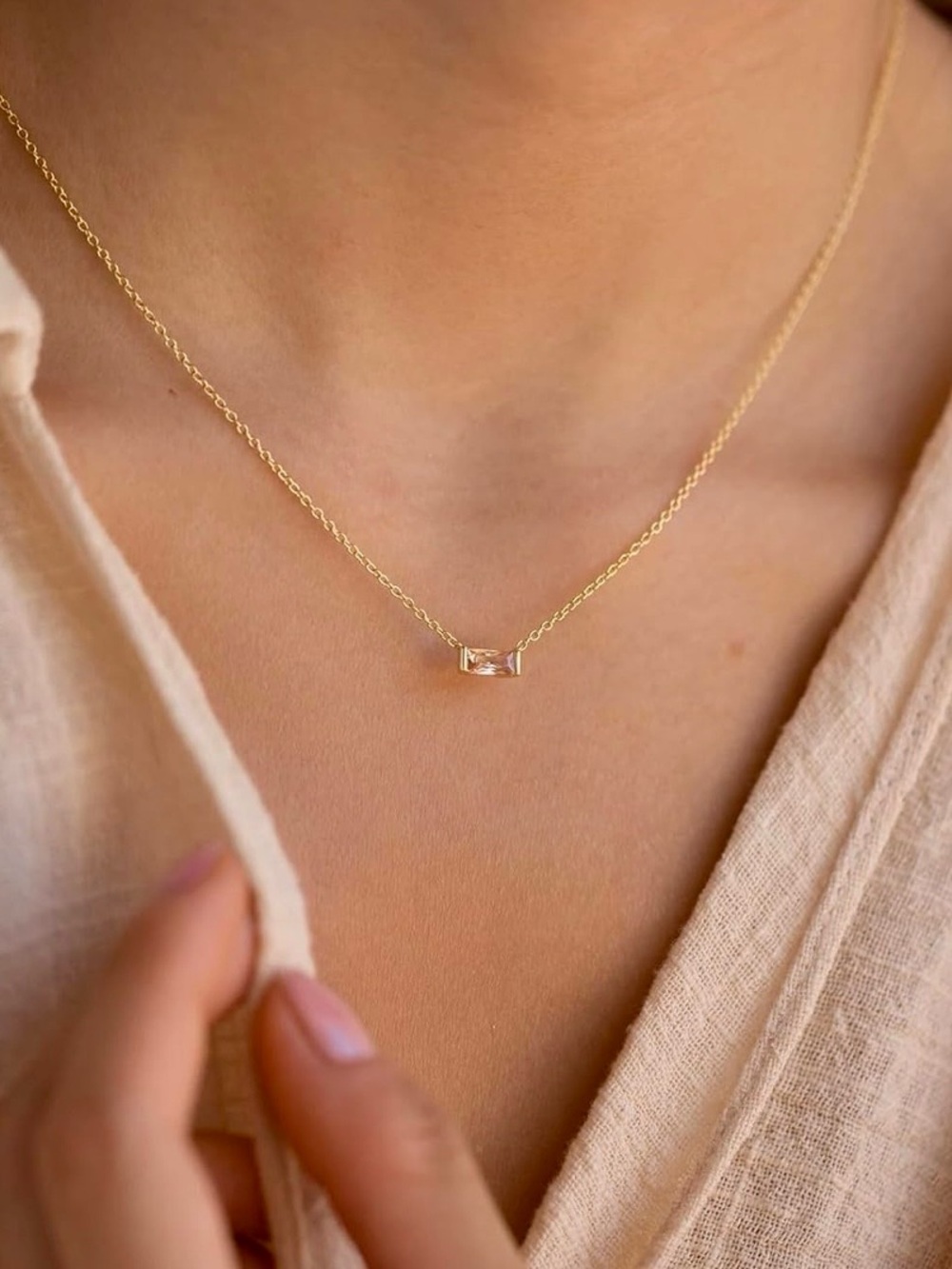 Theo Grace Birthstone Baguette Necklace